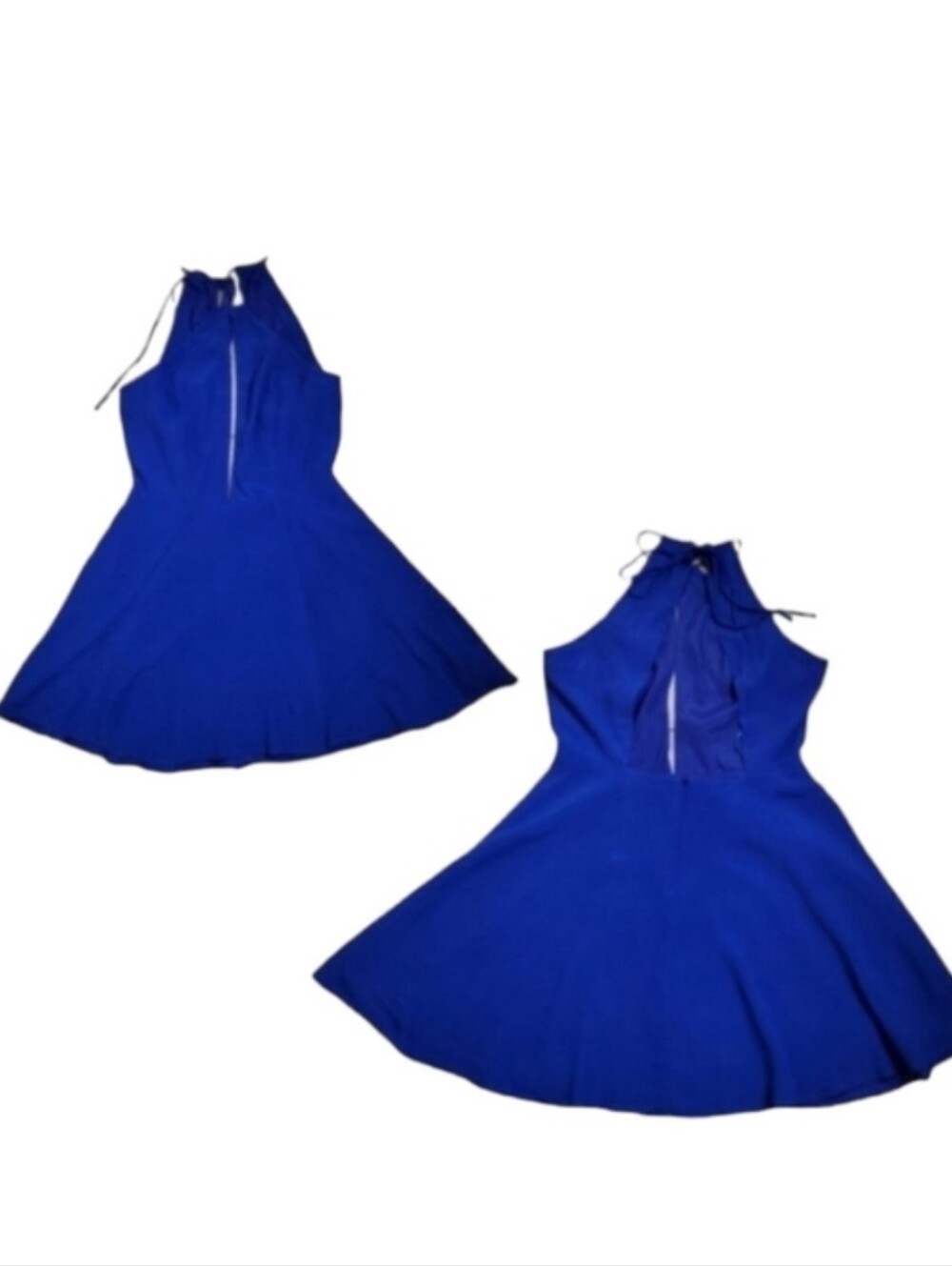 Lovers + Friends Journey & Flare dress cobalt Blue Halter mini Cut-out Women's M - Picture 10 of 15